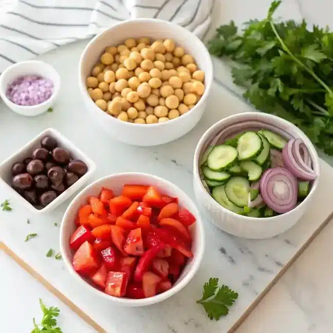 Ensalada de Garbanzos – La Receta Mediterránea Más Espectacular 9 close up shot flat lay emotion fresh and organ 11zon