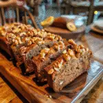 Pan de plátano con nueces recién horneado