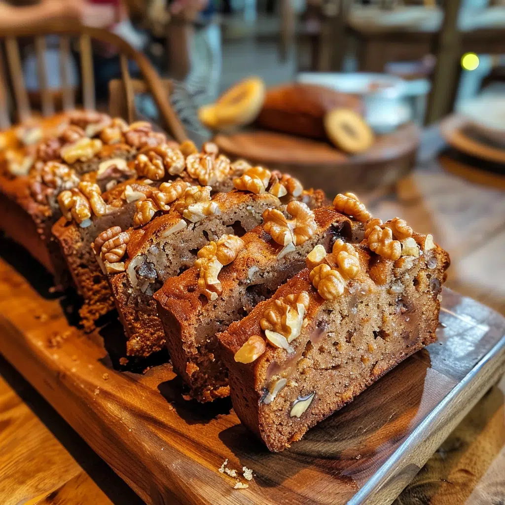 Pan de plátano con nueces recién horneado