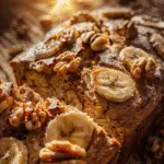 Pan de plátano con nueces recién horneado