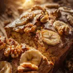 Pan de plátano con nueces recién horneado