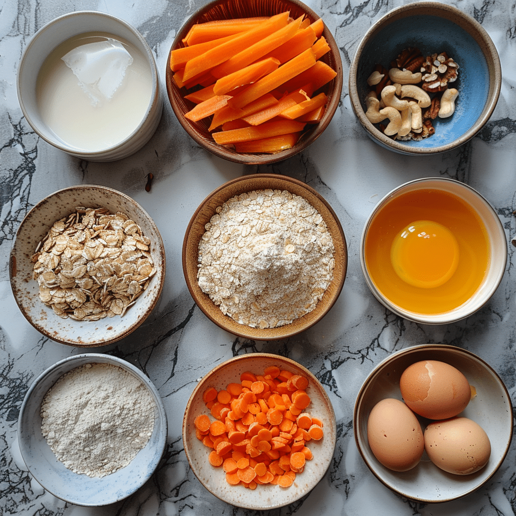 ngredientes naturales panqué de avena y zanahoria