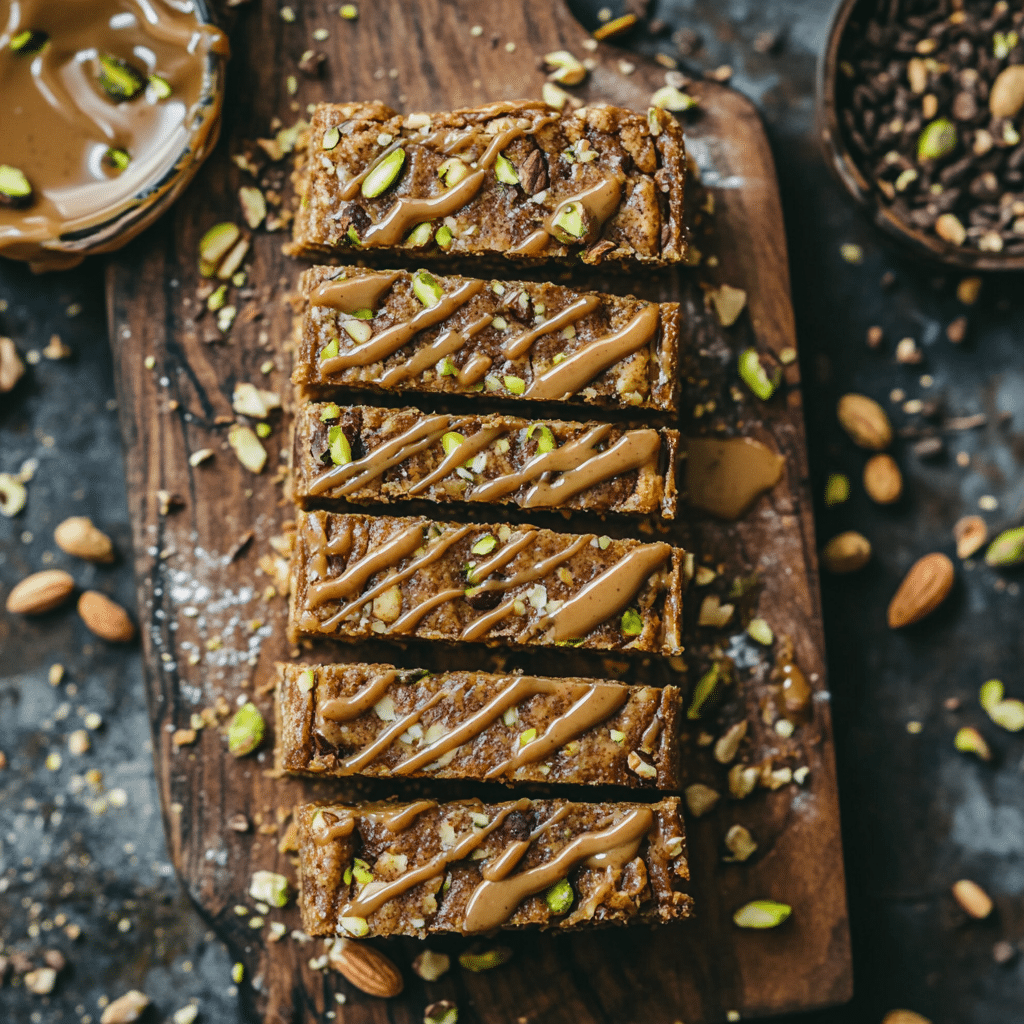 almond butter cinnamon pistachio peanut bars snack