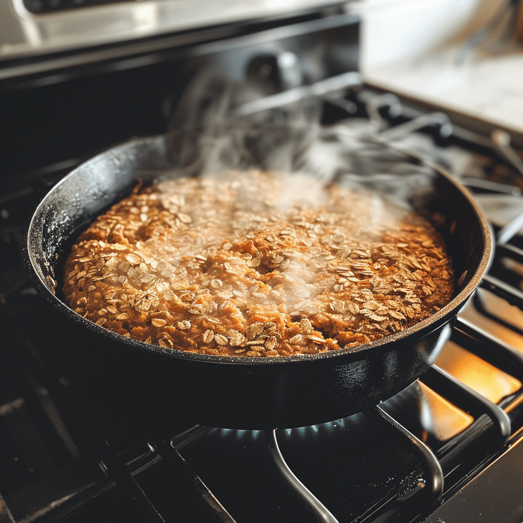 panqué saludable cocinándose en sartén tapado