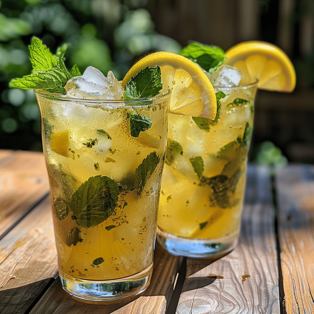 Served Brazilian Mounjaro Drink with lemon and mint