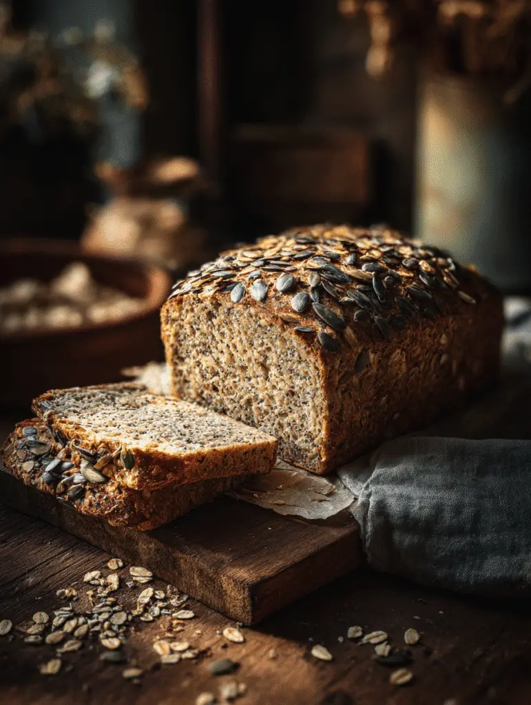 u2334995929 Rustic homemade oat and chia bread sliced on a wo f28bbc6d 3f09 47ba 8978 9266fd763940 3