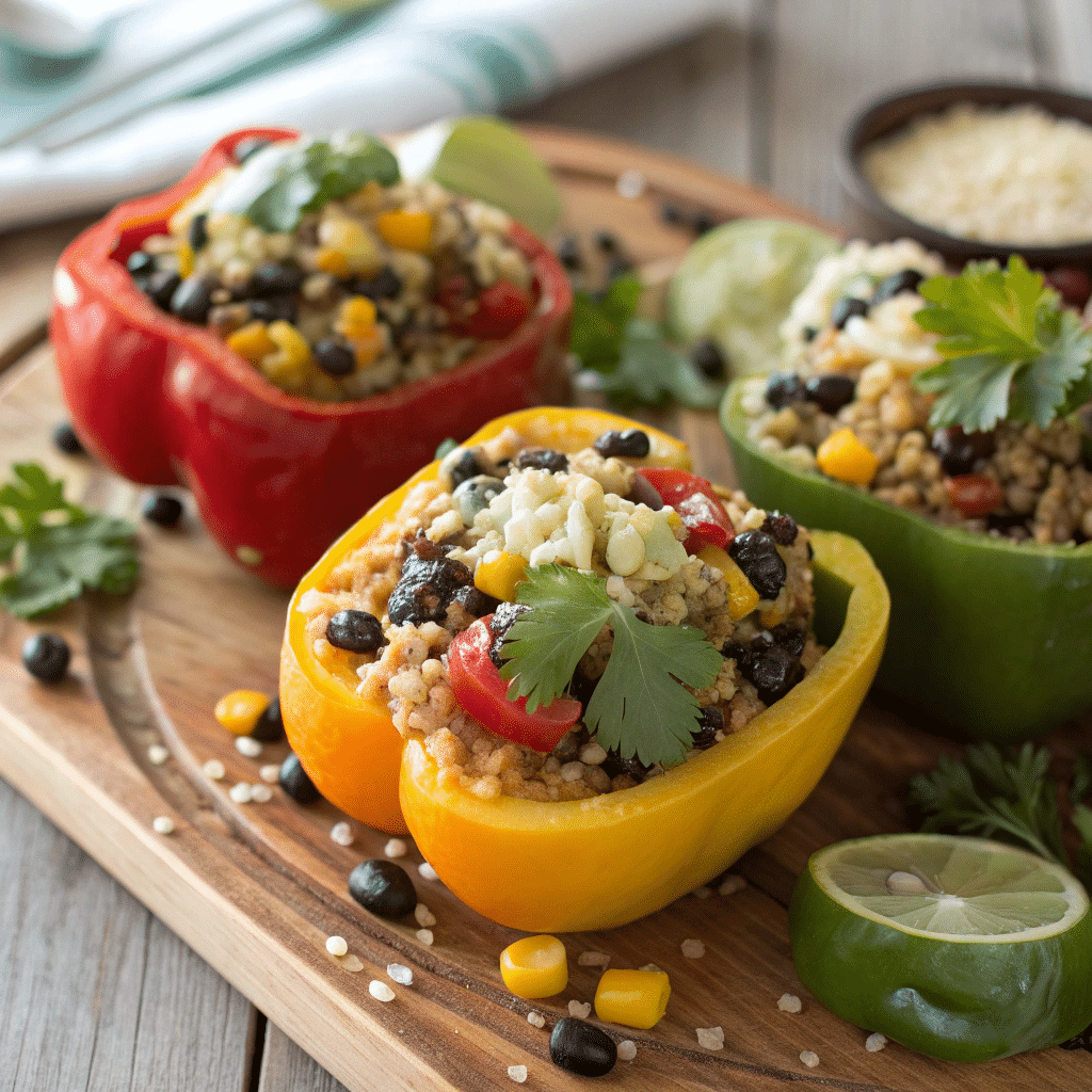 Quinoa and Black Bean Stuffed Bell Peppers