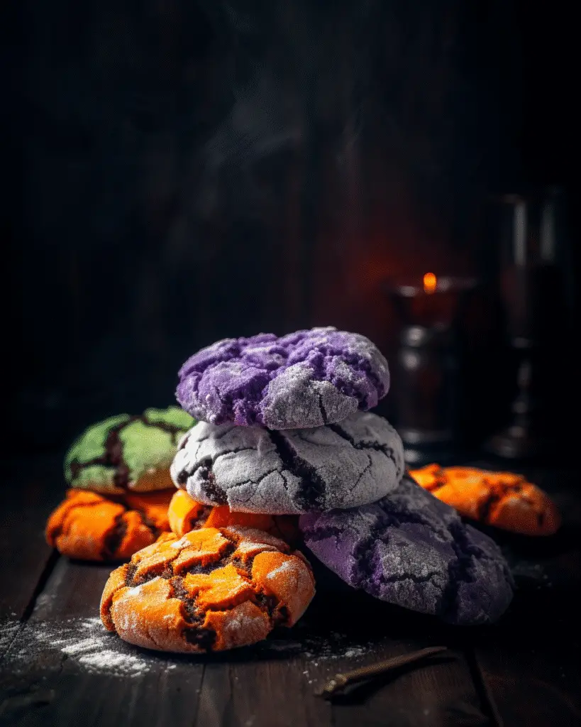 u2334995929 A stack of Halloween crinkle cookies on a rustic f073e8cc e672 4f08 9172 45123a9fce2f 2