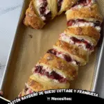 Bastón Navideño de Queso Cottage y Frambuesa