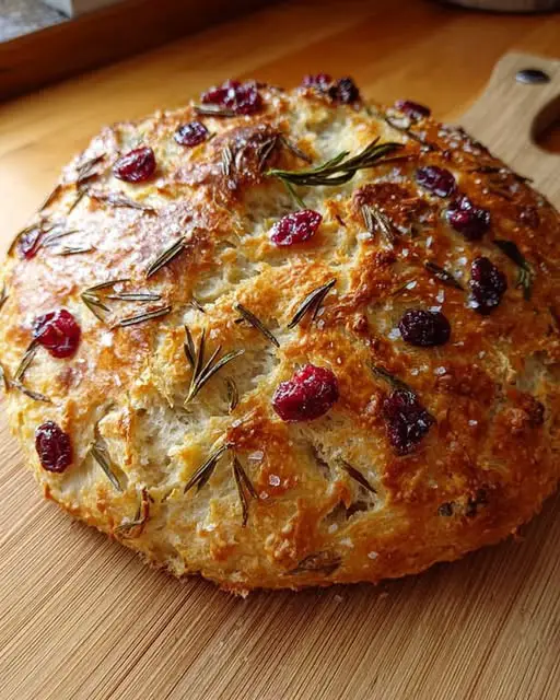 Pan sin Amasar de Romero y Arándanos con Aceite de Oliva y Sal Marina