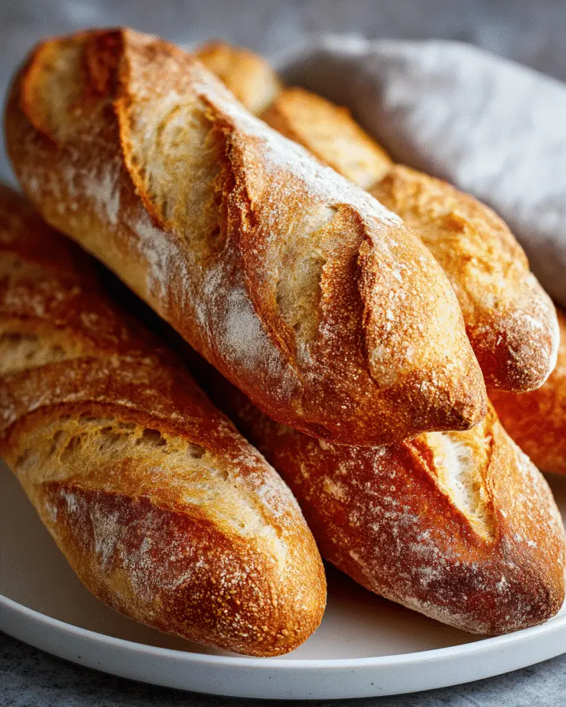 Pan baguette casero: crujiente por fuera, suave por dentro