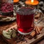 Bebida natural de canela, jamaica, laurel y clavo