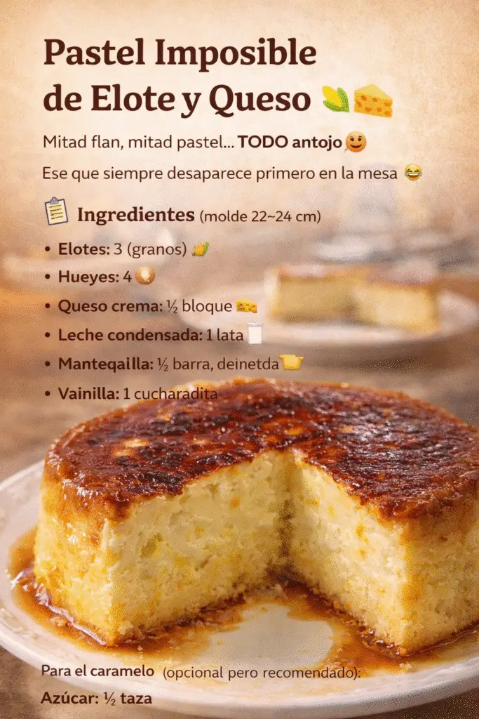 Pastel Imposible de Elote y Queso