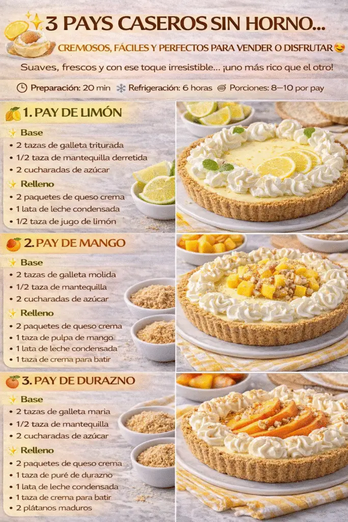 Pays caseros sin horno… cremosos, fáciles y perfectos para vender