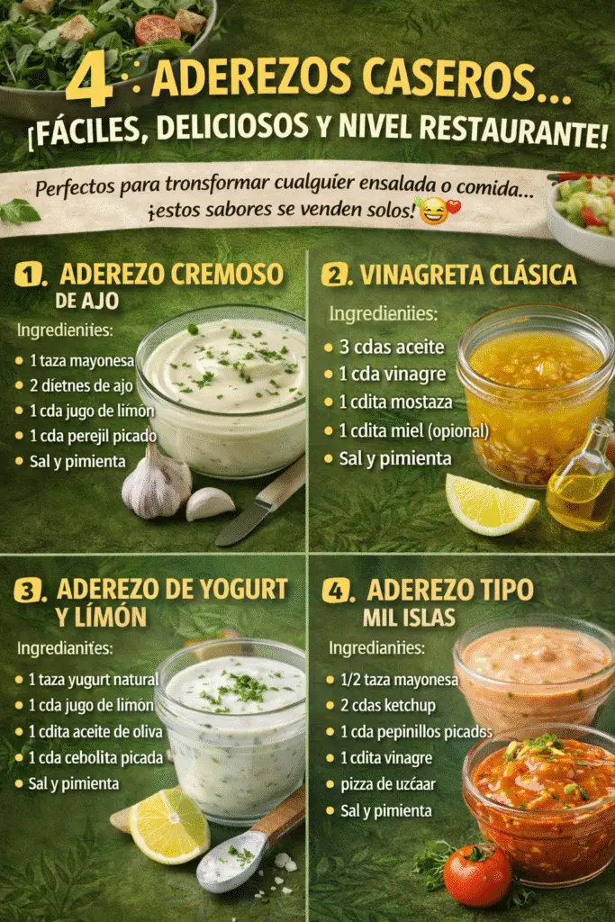 4 aderezos caseros