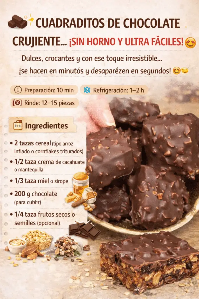 Cuadraditos de chocolate crujiente