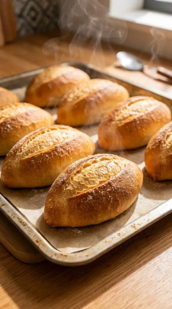 Freshly baked bolillo rolls baking 202609010253